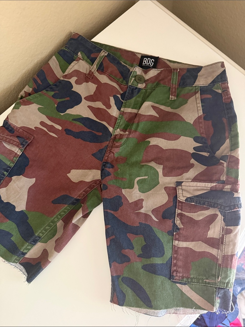 BDG Camo Cargo Shorts - Green/Brown/Blue